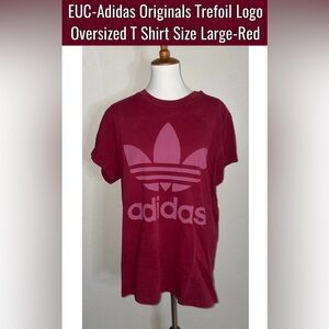 🎉HP🎉EUC-Adidas Trefoil Logo Oversize T-Shirt Size Large- Red🥀